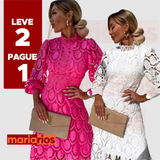 2 Vestidos Maria Dorcas - Pink e Branco - LEVE 2 PAGUE 1
