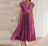 Vestido Maria Teodora - Plissado - Roxo
