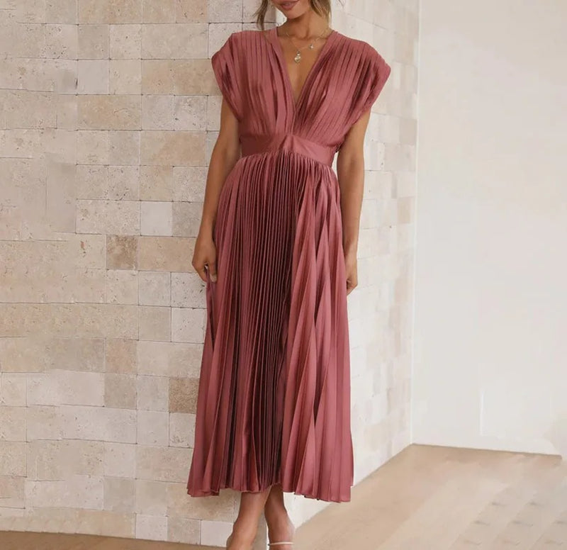 Vestido Maria Teodora - Plissado - Cinza