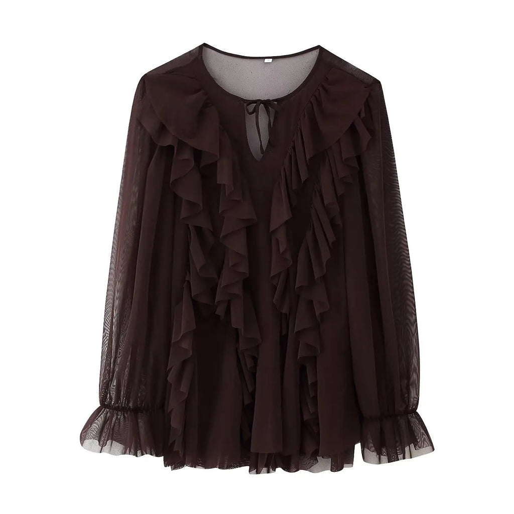 Vestido Maria Serenity - Babados - Marrom