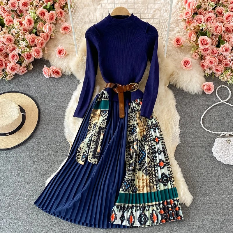 Vestido Maria Jones com Lenço - Marsala - Manga Longa - Plissado