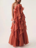 Vestido Maria Juno - Babados - Laranja