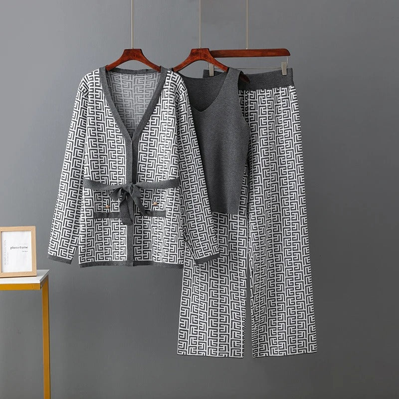 Conjunto Tricot 3 Peças Maria Neville - Marrom