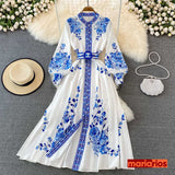 Vestido Maria Carla - Azul e Branco