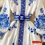 Vestido Maria Carla - Azul e Branco