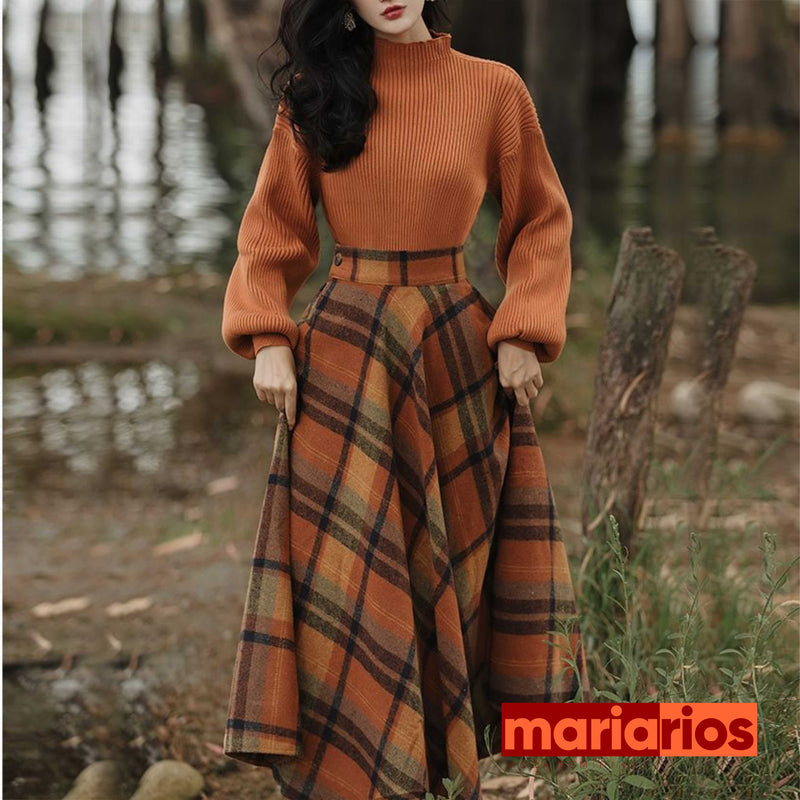 Conjunto Maria Matilda - Xadrez - Caramelo