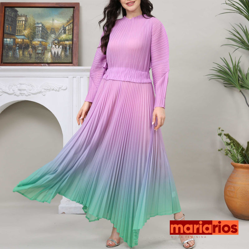Vestido Maria Carmélia - Degradê Lilás