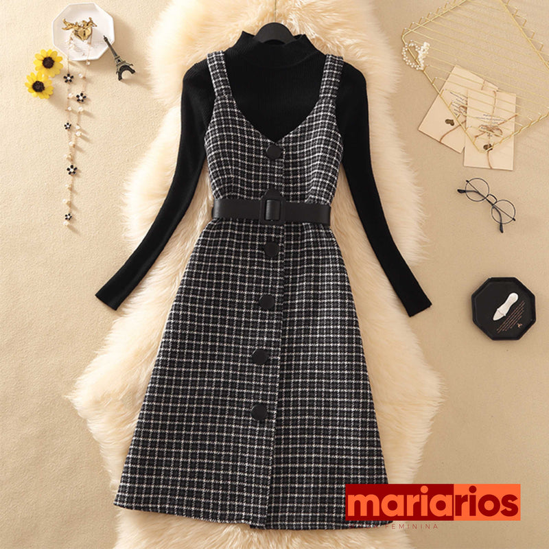 Conjunto Maria Carmen - Preto - Pied de Poule