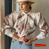 Blusa Maria Josephine - Branca e Marrom