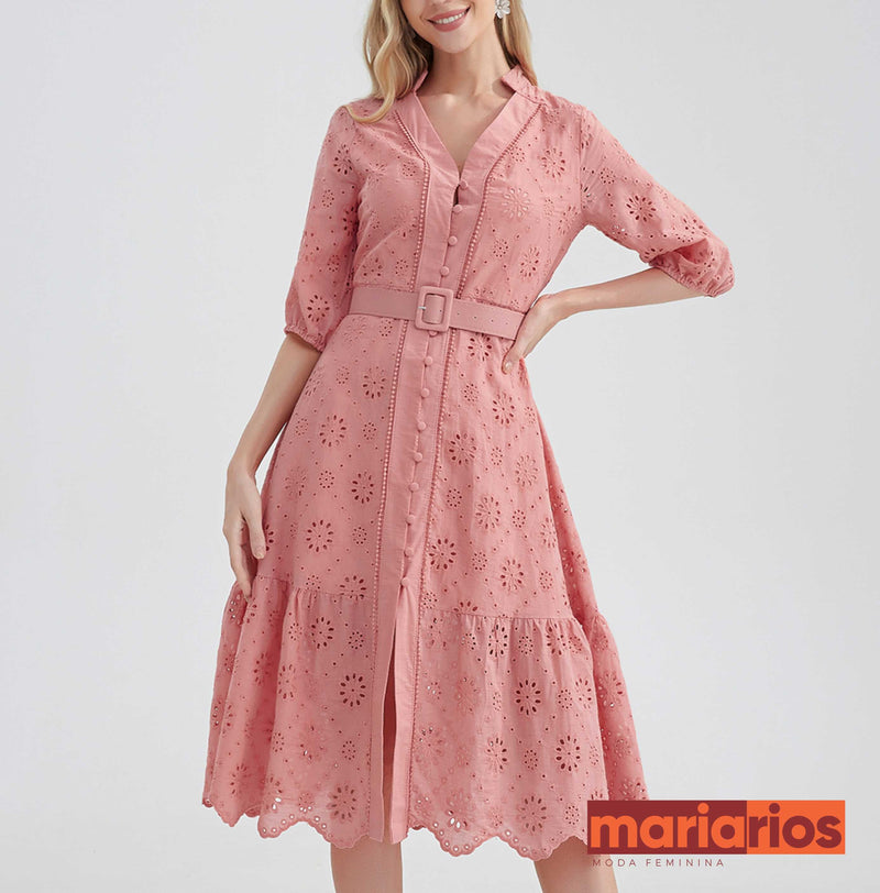 Vestido Laise Maria Brigite - Rosa