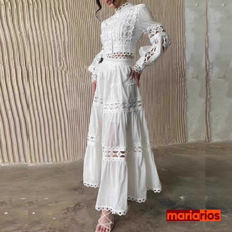 Conjunto Maria Ravena - Renda Guipir - Preto