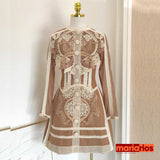 Vestido Luxo Maria Grace - Bordado - Marrom