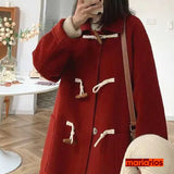 Sobretudo Maria Monty - Duffle Coat - Lã Batida - Vermelho