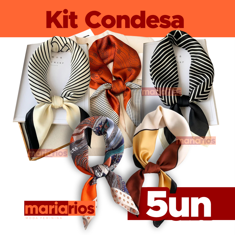 Kit Condesa Luxo - 5 Lenços - Cetim