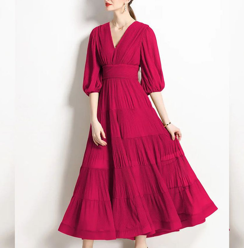 Vestido Longo 3 Marias - Plissado - Marsala