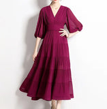 Vestido Longo 3 Marias - Plissado - Roxo