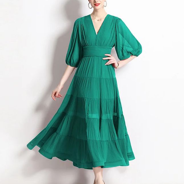 Vestido Longo 3 Marias - Plissado - Preto