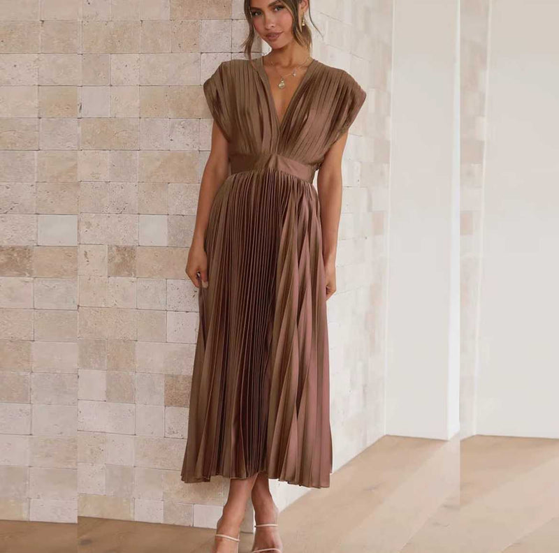 Vestido Maria Teodora - Plissado - Rosa Queimado