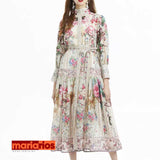 Vestido Maria Aparecida - Floral - Bege