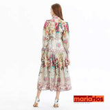 Vestido Maria Aparecida - Floral - Bege