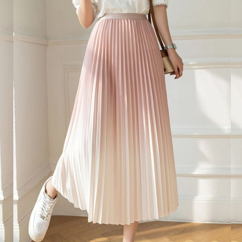 Saia Maria Serena - Plissada Degradê - Rosa