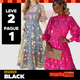 Vestido Maria Magnólia Manga Curta + Vestido Maria Dorcas Preto - LEVE 2 PAGUE 1