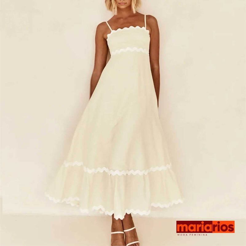Vestido Maria Emma - Longo - Off White e Branco