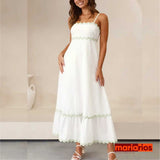 Vestido Maria Emma - Longo - Azul Marinho e Branco