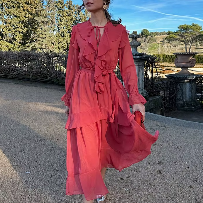 Vestido Maria Bristol - Rosa - Babados