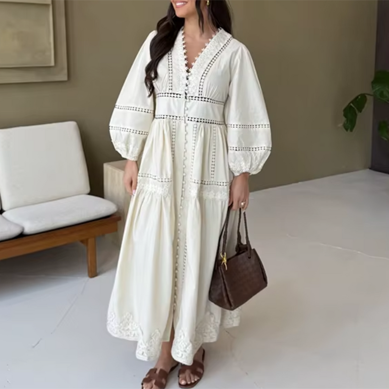 Vestido Maria Tereza - Branco - Guipir