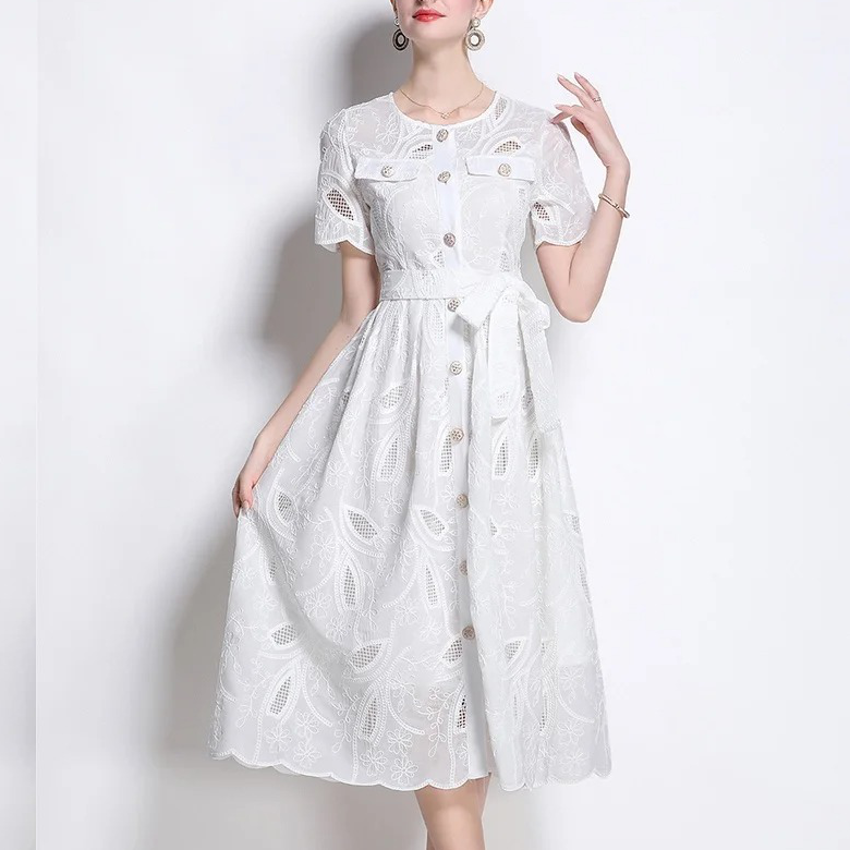 Vestido Maria Rodrigues - Branco - Bordado