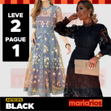 Vestido Maria Magnólia Manga Curta + Vestido Maria Dorcas Preto - LEVE 2 PAGUE 1