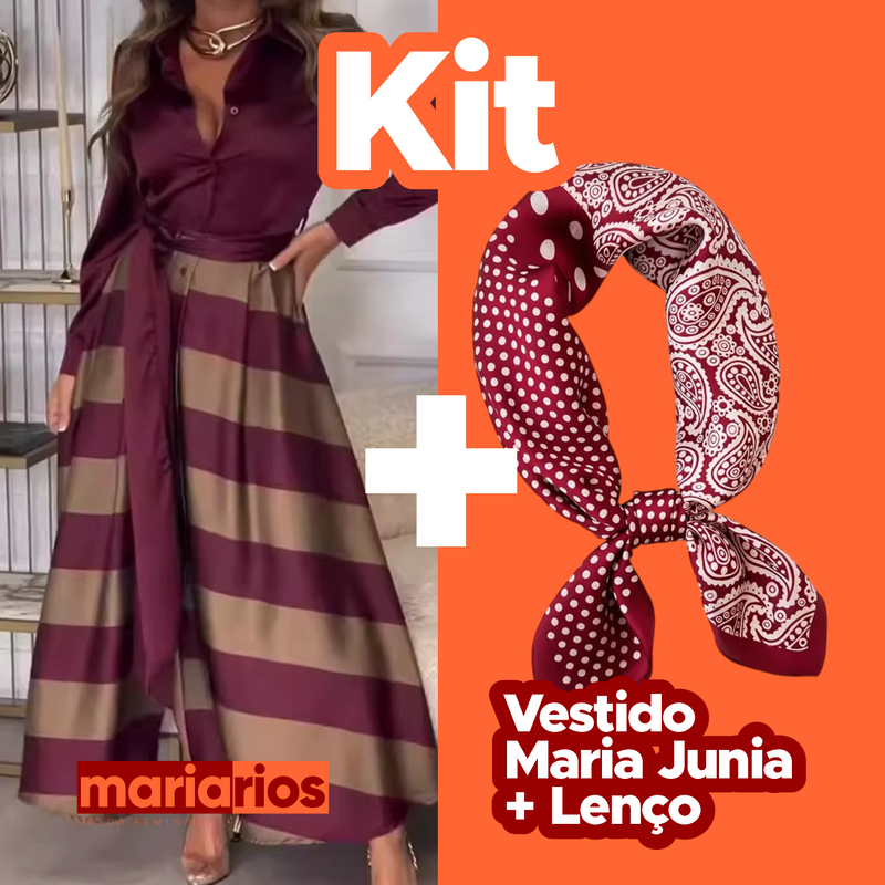 Kit Lenço Cetim + Vestido Maria Junia