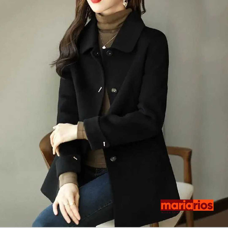 Casaco Maria Donna - Lã Batida - Preto - Botões Palito