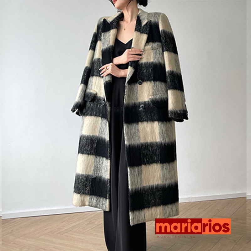 Sobretudo Maria Lina - Preto e Branco - Xadrez