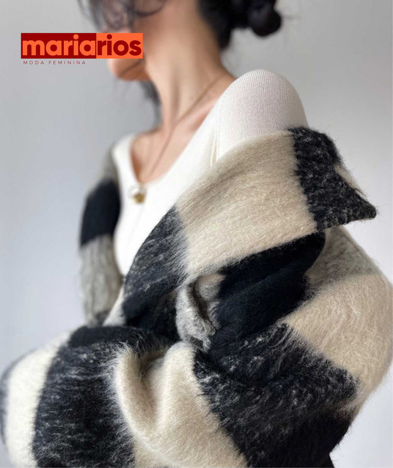 Sobretudo Maria Lina - Preto e Branco - Xadrez