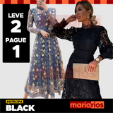 Vestido Maria Magnólia Manga Longa + Vestido Maria Dorcas Preto - LEVE 2 PAGUE 1