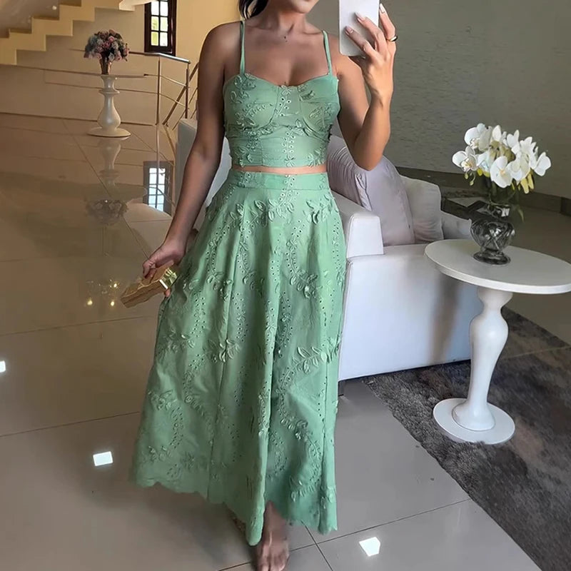 Conjunto Maria Muller - Bordado - Verde