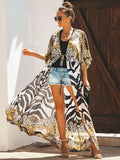 Kimono Saída de Praia Maria Kina - Animal Print - Marrom