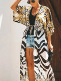 Kimono Saída de Praia Maria Kina - Animal Print - Marrom