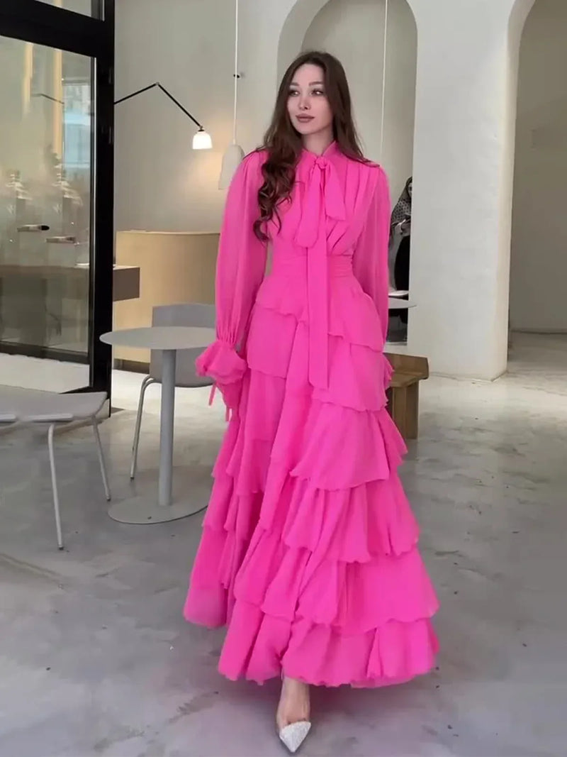 Vestido Maria de Lucca - Rosa - Babados