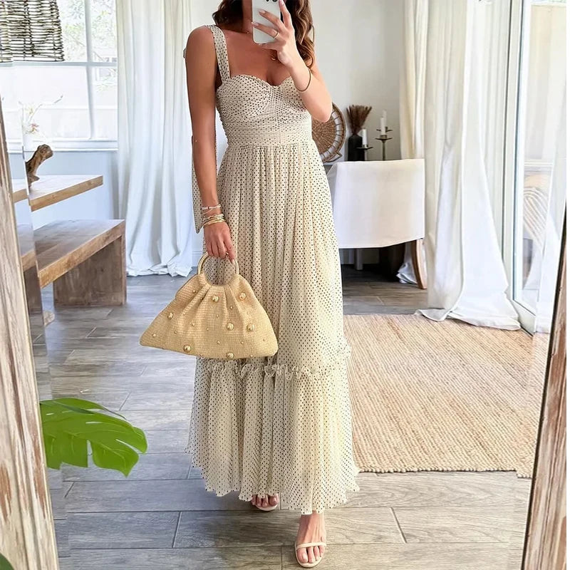 Vestido Maria Oceane - Off White - Tule Poá
