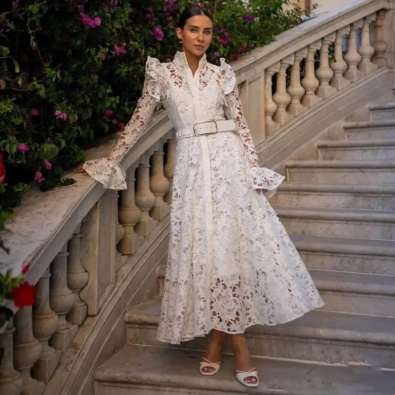 Vestido Maria Cardoso - Renda Guipir - Branco