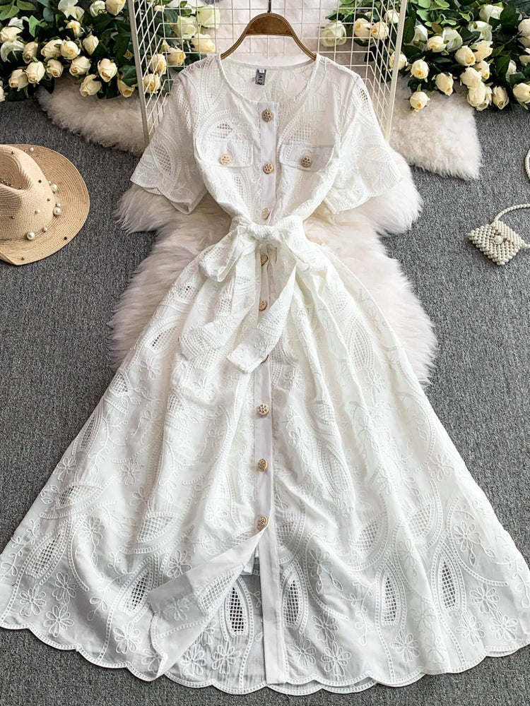 Vestido Maria Rodrigues - Branco - Bordado