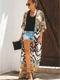 Kimono Saída de Praia Maria Kina - Animal Print - Marrom