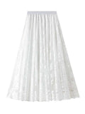 Saia Midi Lola - Renda - Off White