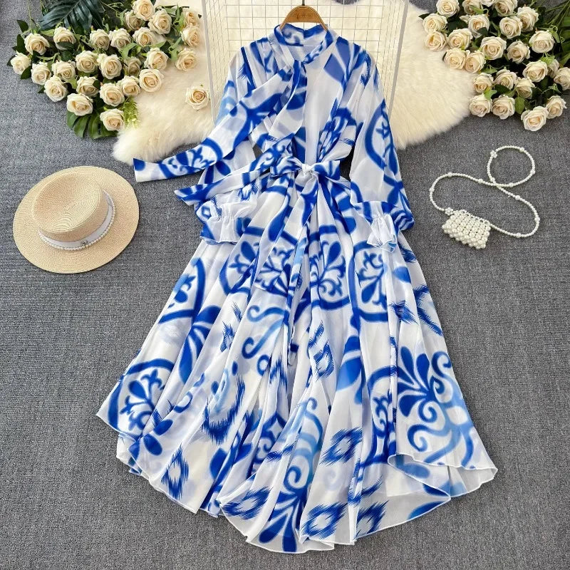 Vestido Maria Esmeralda - Azul - Abstrato