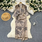 Vestido Maria Margareth - Onça - Bege