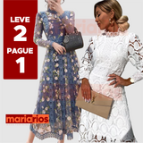 Vestido Maria Magnólia Manga Longa + Vestido Maria Dorcas Branco - LEVE 2 PAGUE 1