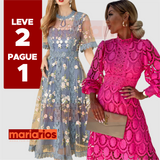 Vestido Maria Magnólia Manga Curta + Vestido Maria Dorcas Pink - LEVE 2 PAGUE 1